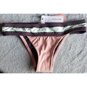 PILYQ RIVERA BANDED COLOR BLOCK TEENY NWT BIKINI BOTTOM SIZE S